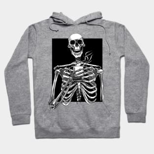 Halloween skeleton drinking coffee black Hoodie